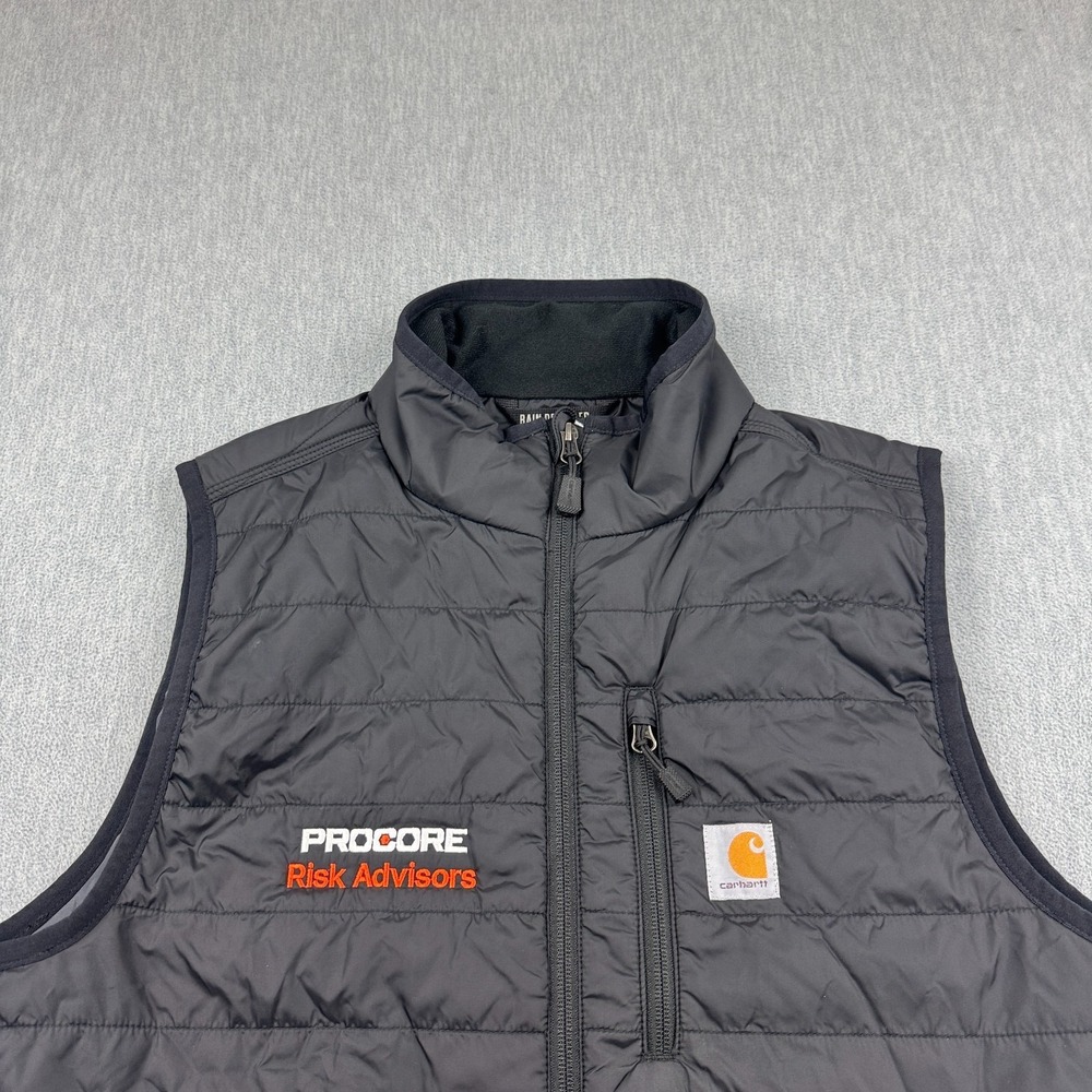 Carhartt Vest Men Medium Black‎ Gilliam Lightweight Water Resistant Relaxed Logo - Picture 2 of 12